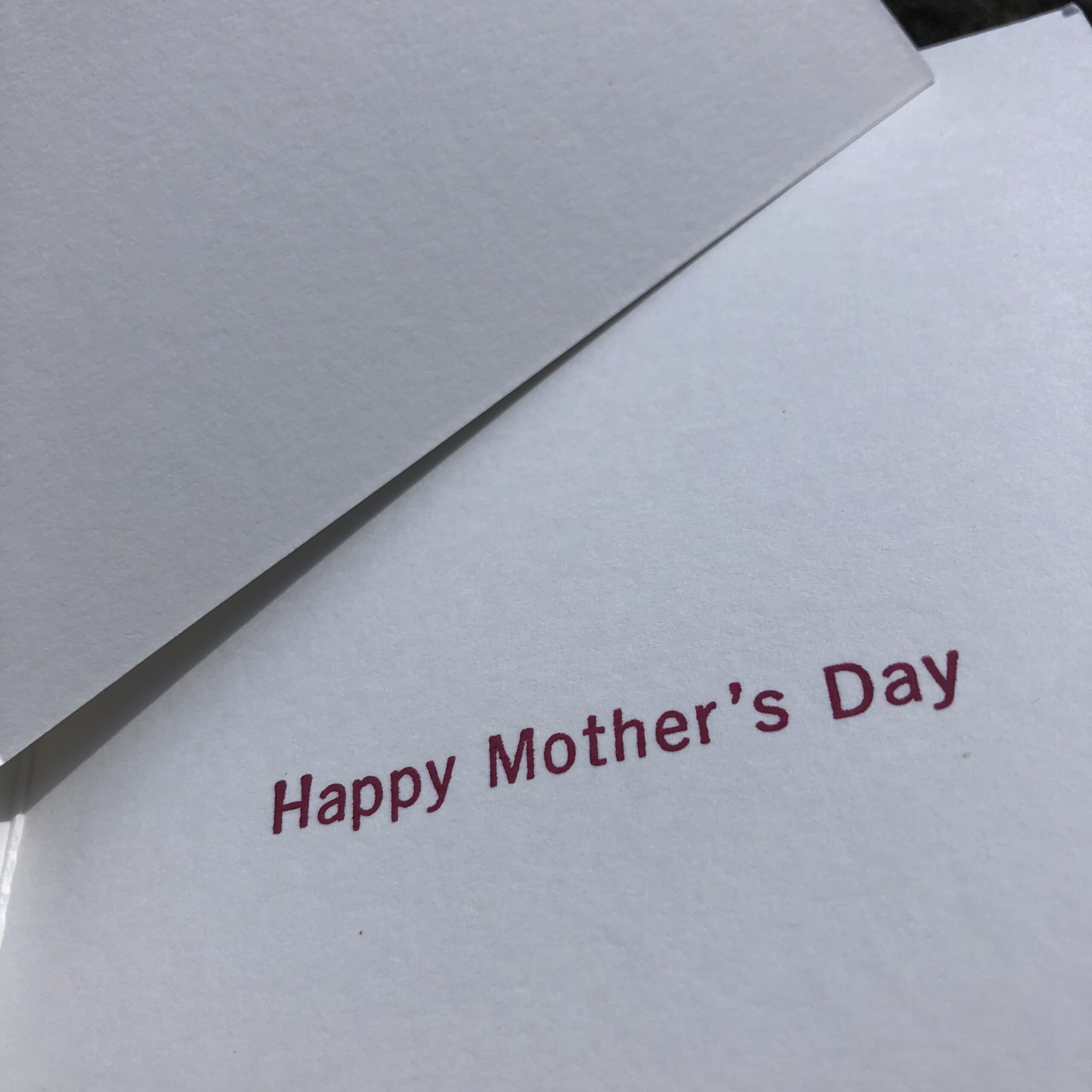 Happy Mother’s Day greeting in mulberry red ink.